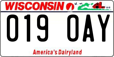 WI license plate 019OAY