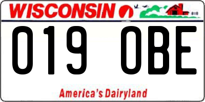 WI license plate 019OBE