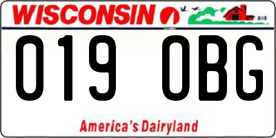 WI license plate 019OBG