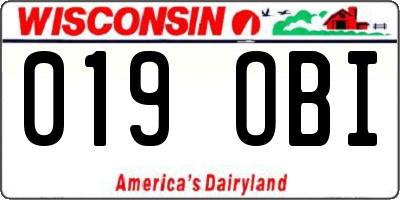WI license plate 019OBI