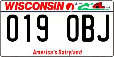 WI license plate 019OBJ