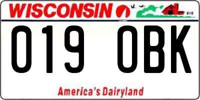 WI license plate 019OBK