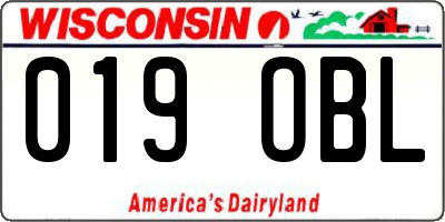 WI license plate 019OBL