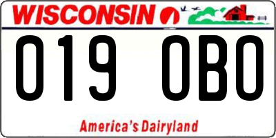 WI license plate 019OBO