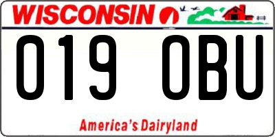 WI license plate 019OBU