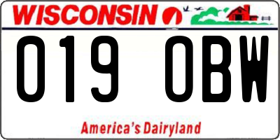WI license plate 019OBW