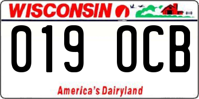 WI license plate 019OCB