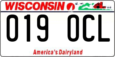 WI license plate 019OCL