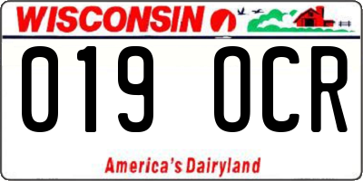 WI license plate 019OCR