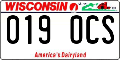 WI license plate 019OCS