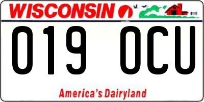 WI license plate 019OCU