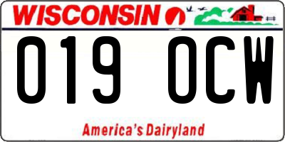 WI license plate 019OCW