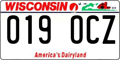 WI license plate 019OCZ
