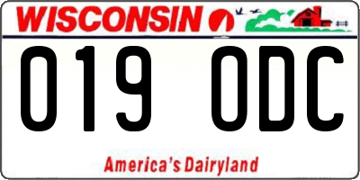 WI license plate 019ODC