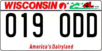 WI license plate 019ODD