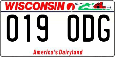 WI license plate 019ODG