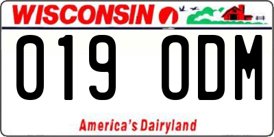 WI license plate 019ODM