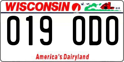WI license plate 019ODO