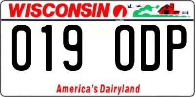 WI license plate 019ODP