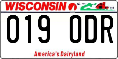 WI license plate 019ODR