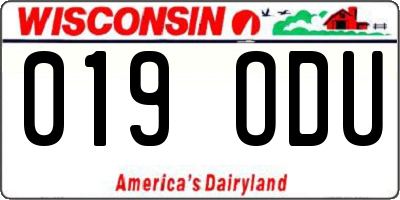 WI license plate 019ODU