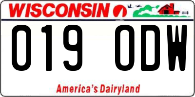 WI license plate 019ODW
