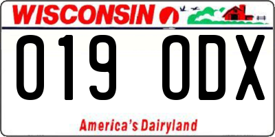 WI license plate 019ODX