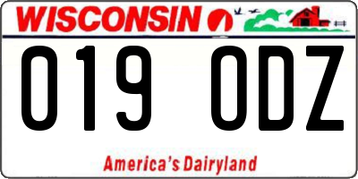 WI license plate 019ODZ