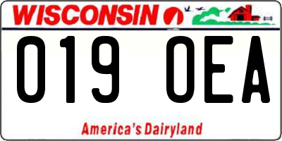 WI license plate 019OEA