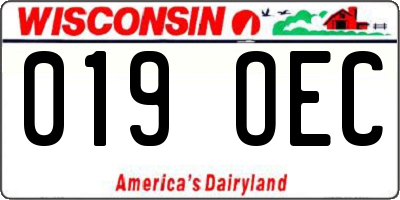 WI license plate 019OEC