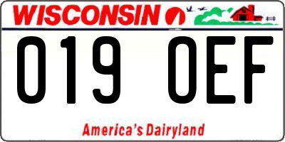 WI license plate 019OEF