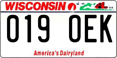 WI license plate 019OEK