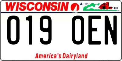 WI license plate 019OEN
