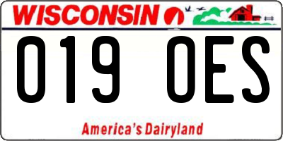 WI license plate 019OES