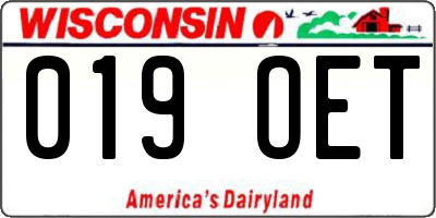 WI license plate 019OET