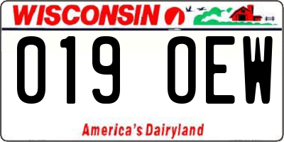 WI license plate 019OEW