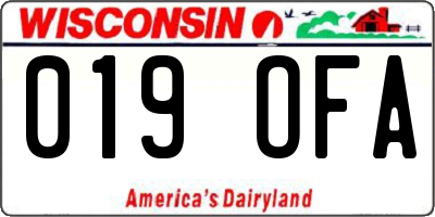 WI license plate 019OFA