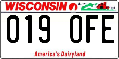 WI license plate 019OFE