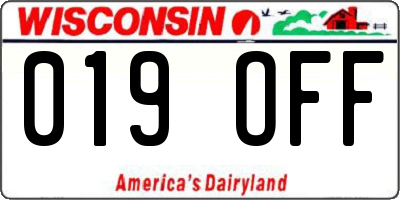 WI license plate 019OFF