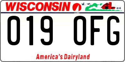 WI license plate 019OFG