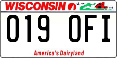 WI license plate 019OFI