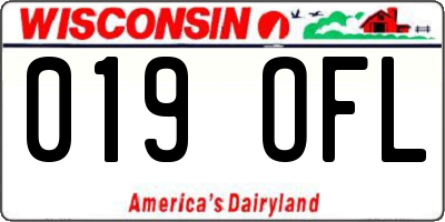 WI license plate 019OFL