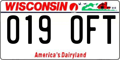 WI license plate 019OFT