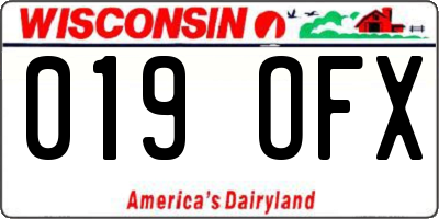WI license plate 019OFX