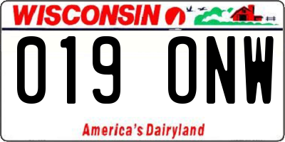 WI license plate 019ONW