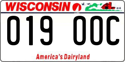 WI license plate 019OOC