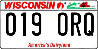 WI license plate 019ORQ