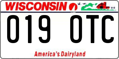 WI license plate 019OTC