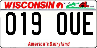WI license plate 019OUE