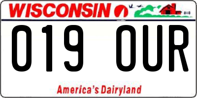 WI license plate 019OUR